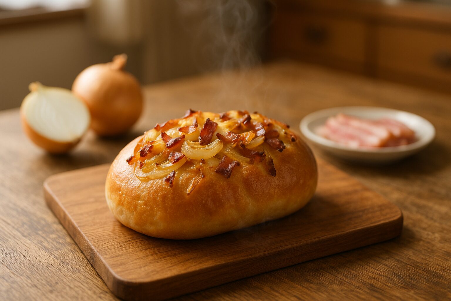 焼き立てのオニオンベーコンパン