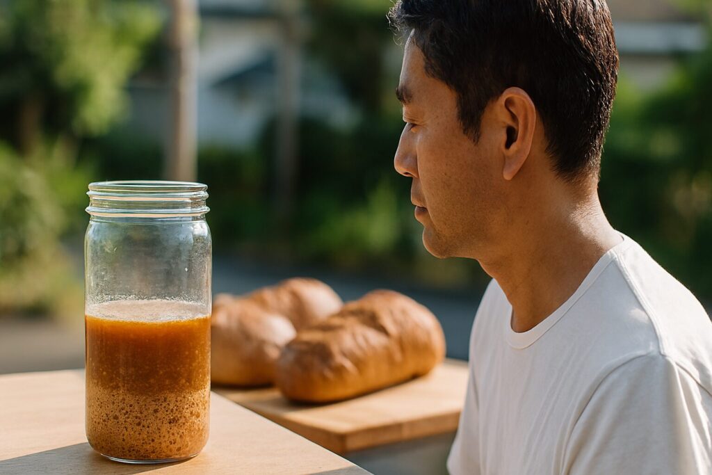 瓶のルヴァンリキッドと切り分けたパン