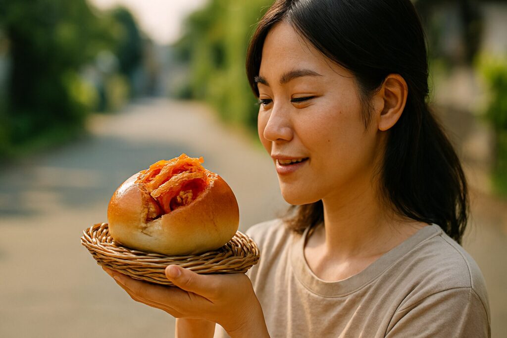 香ばしく焼き上げたキムチパンの基本レシピと盛り付け例