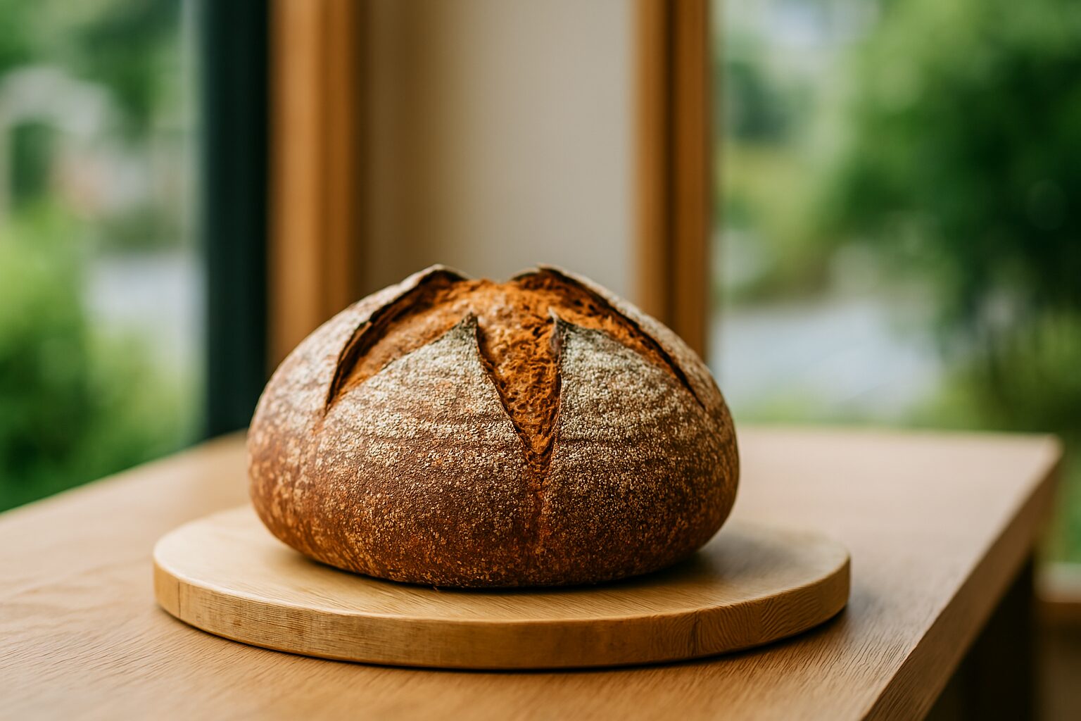 カンパーニュ全粒粉の焼きたて断面