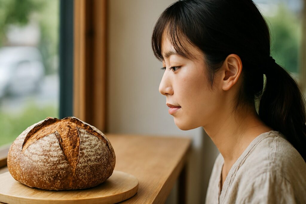カンパーニュ全粒粉の焼きたて断面