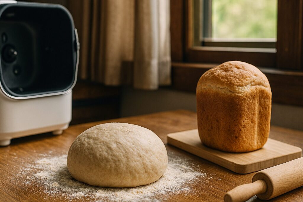 パンこね機の代用として使える家庭用家電を並べたキッチン風景