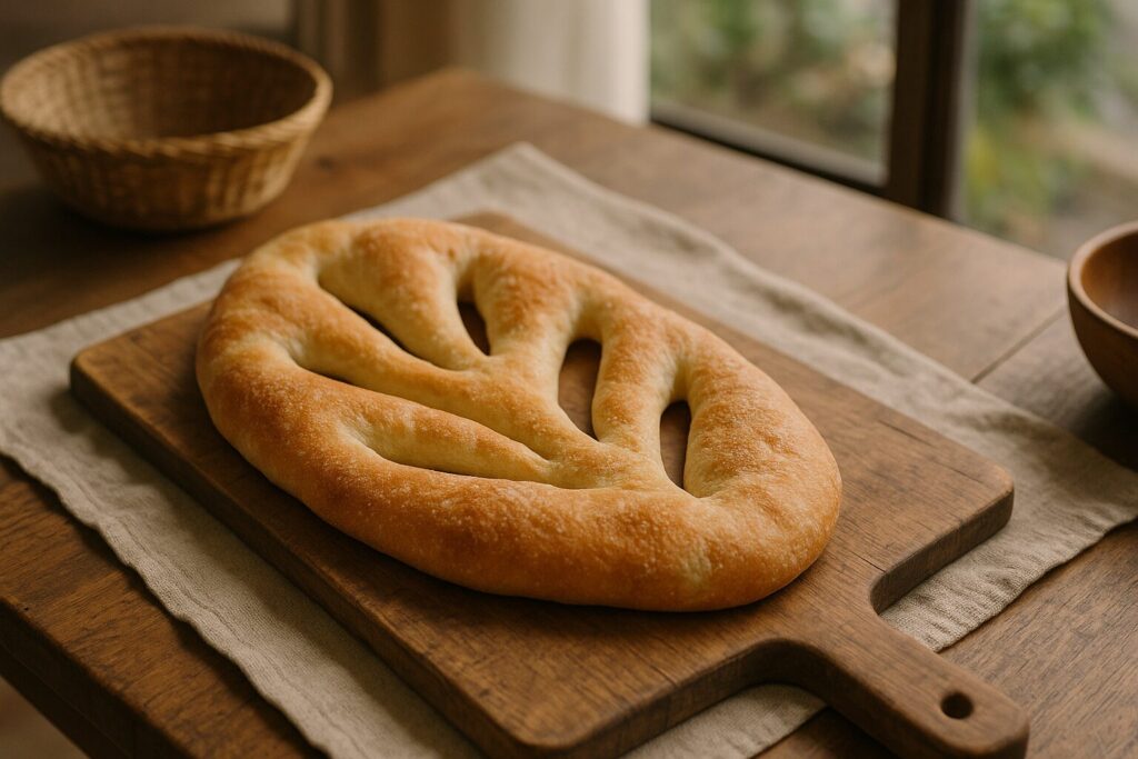 パン フーガスを持つ日本人女性の横顔