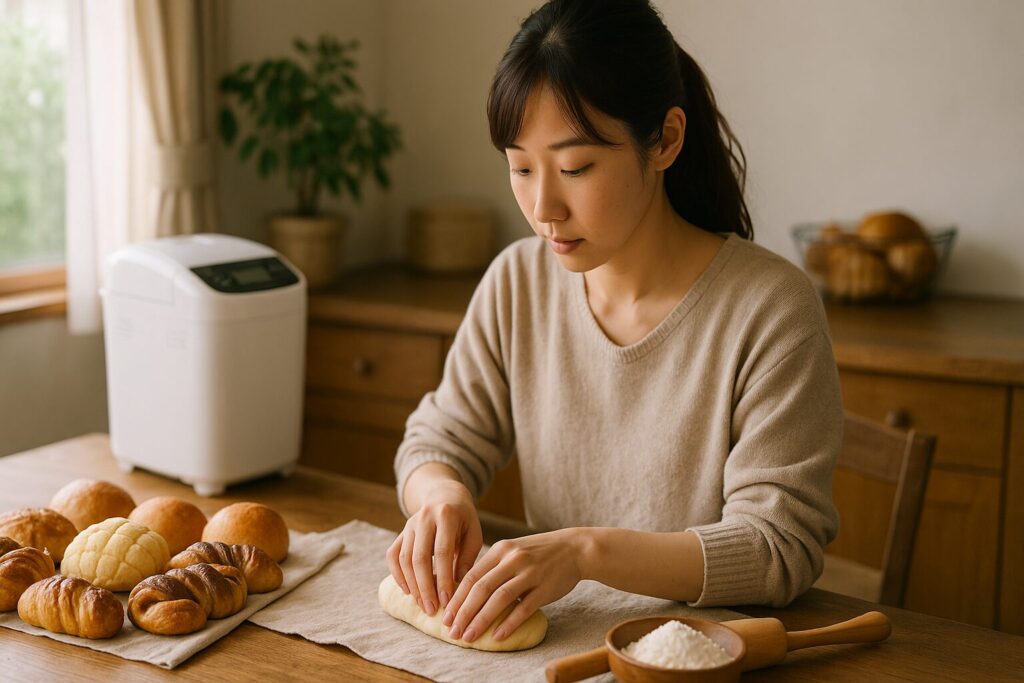 菓子パンレシピを作る日本人女性
