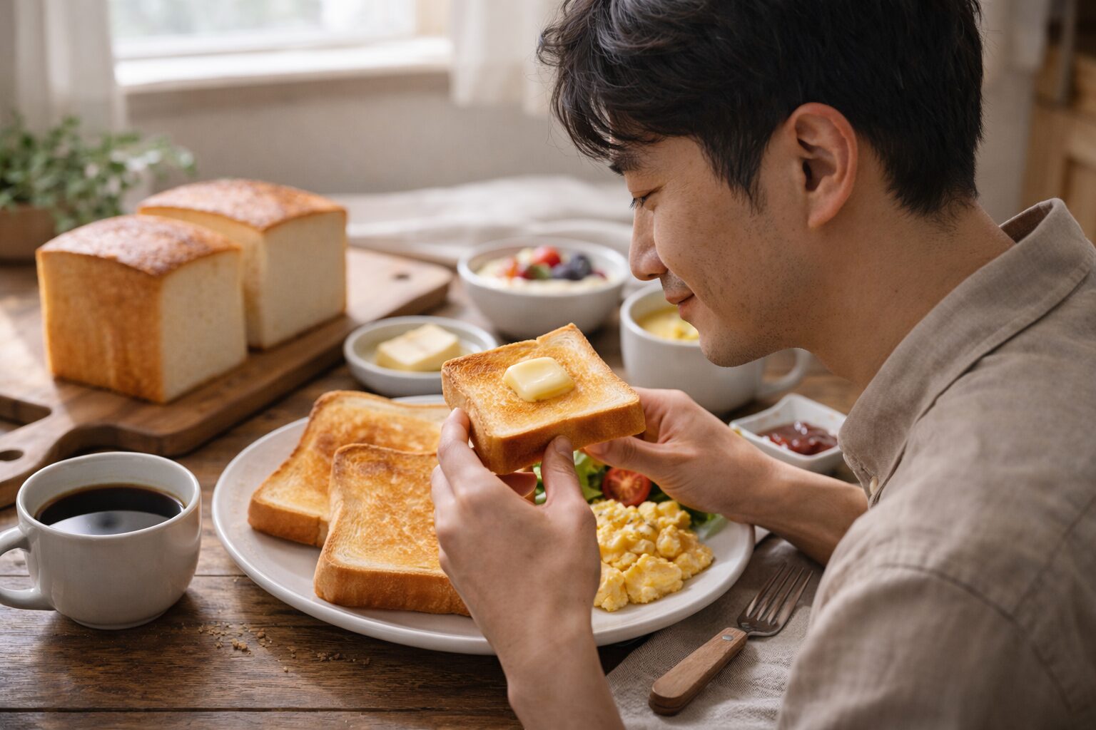 日本人男性向け食パン朝食アレンジ