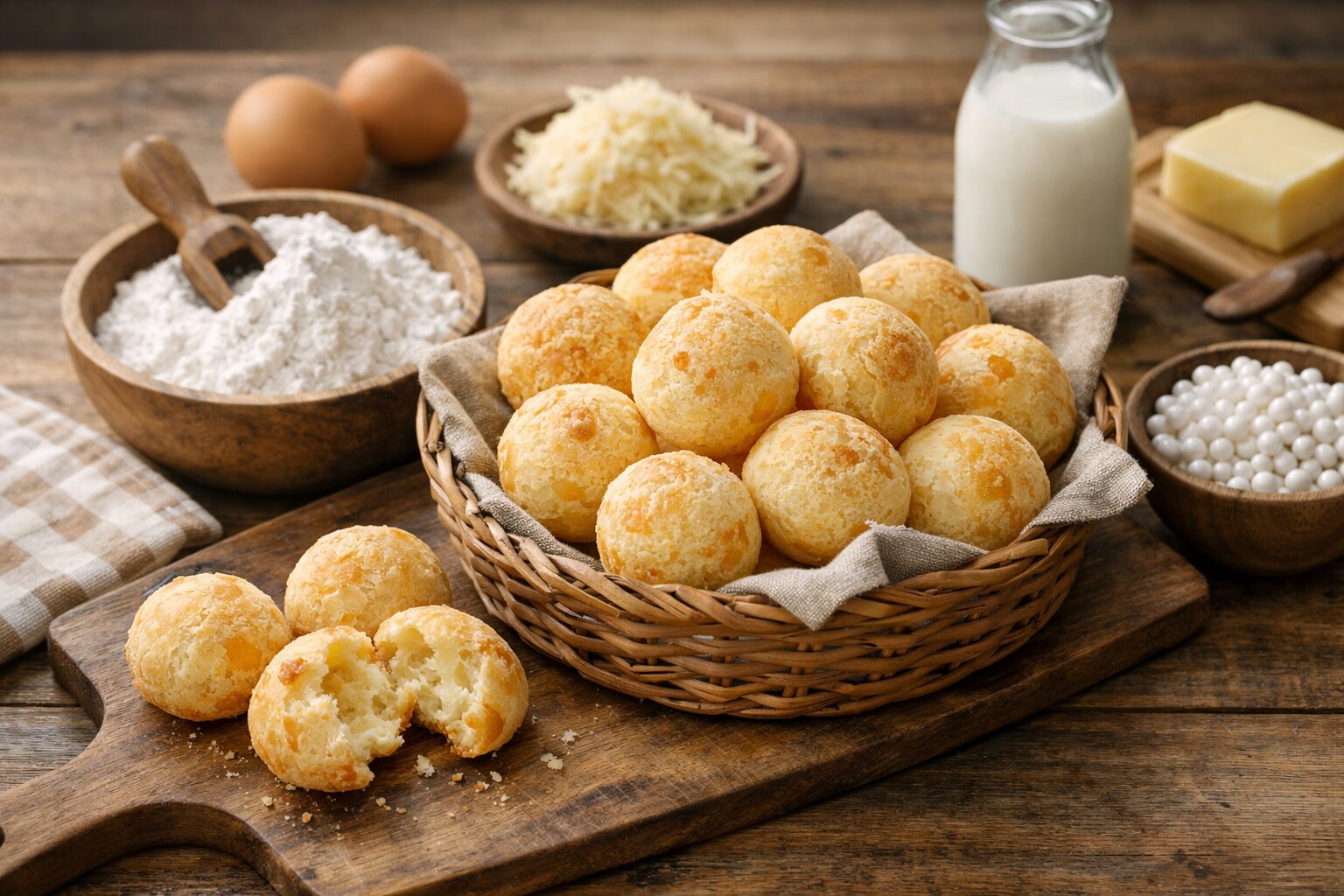 焼きたてのブラジル風チーズパン