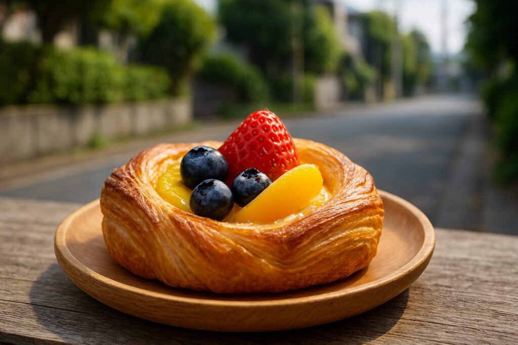 水っぽさを防ぐフルーツデニッシュ下ごしらえ