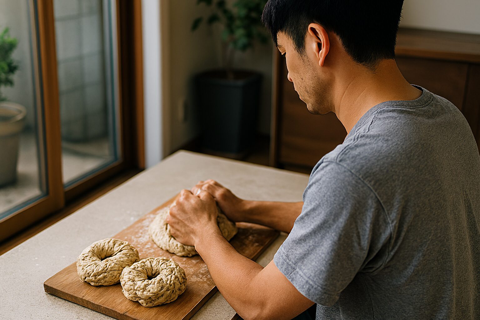 ベーグルをこねすぎる日本人男性