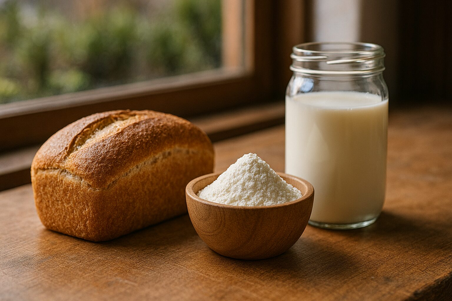バターミルクパウダー代用と焼き立てパン