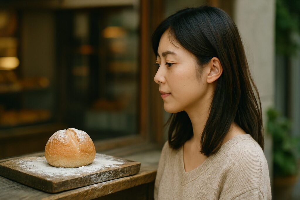 パンの表面に残る白い粉とカビの違いを説明するパンの写真