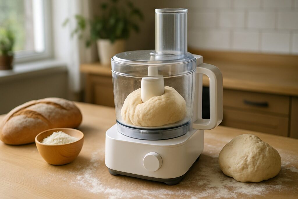 フードプロセッサーでパン生地をこねる手順