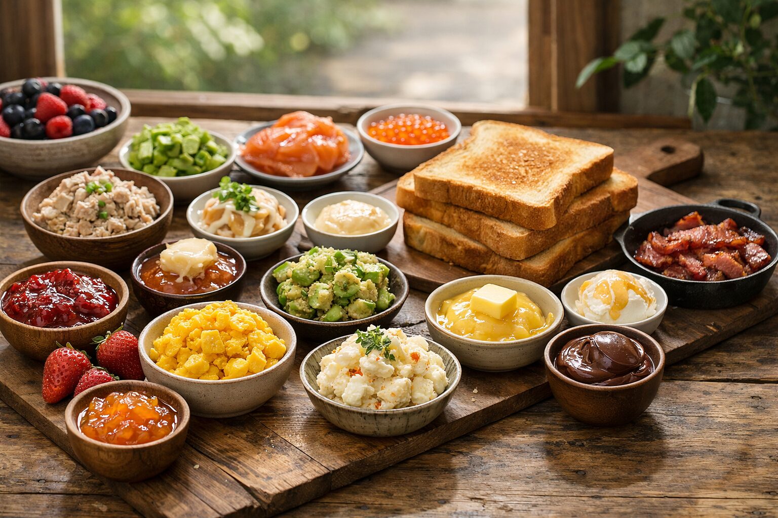 トーストに合う具材の盛り付け