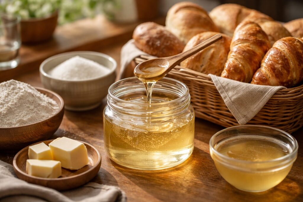 水飴代用の材料を混ぜる様子