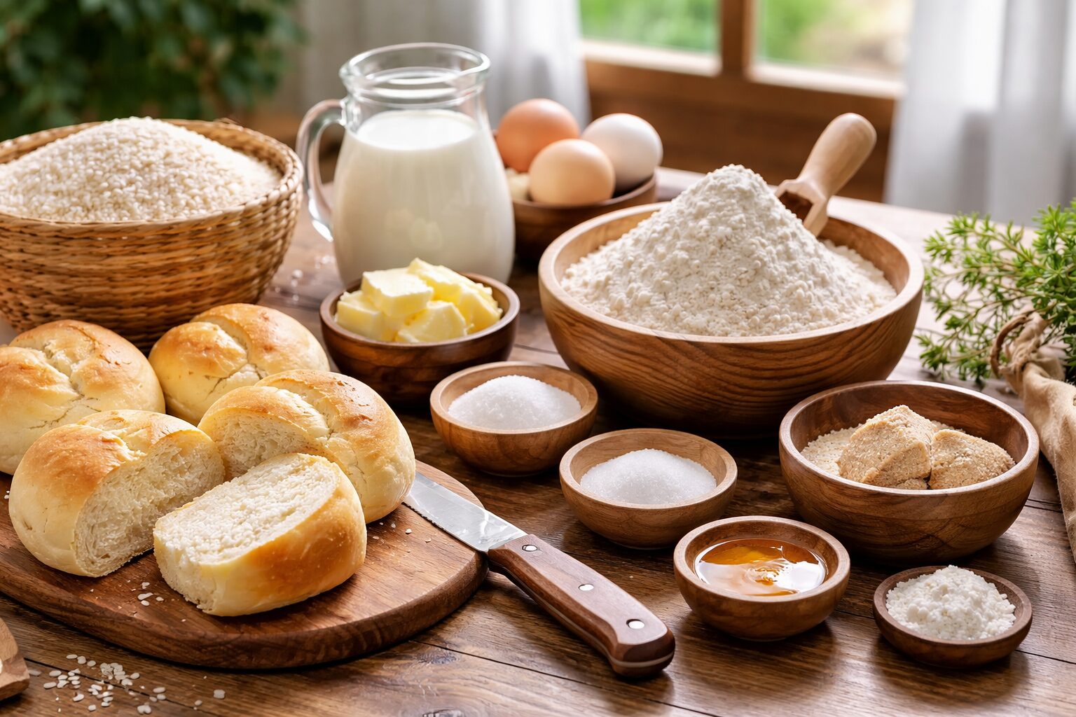 米粉パン材料を並べた様子