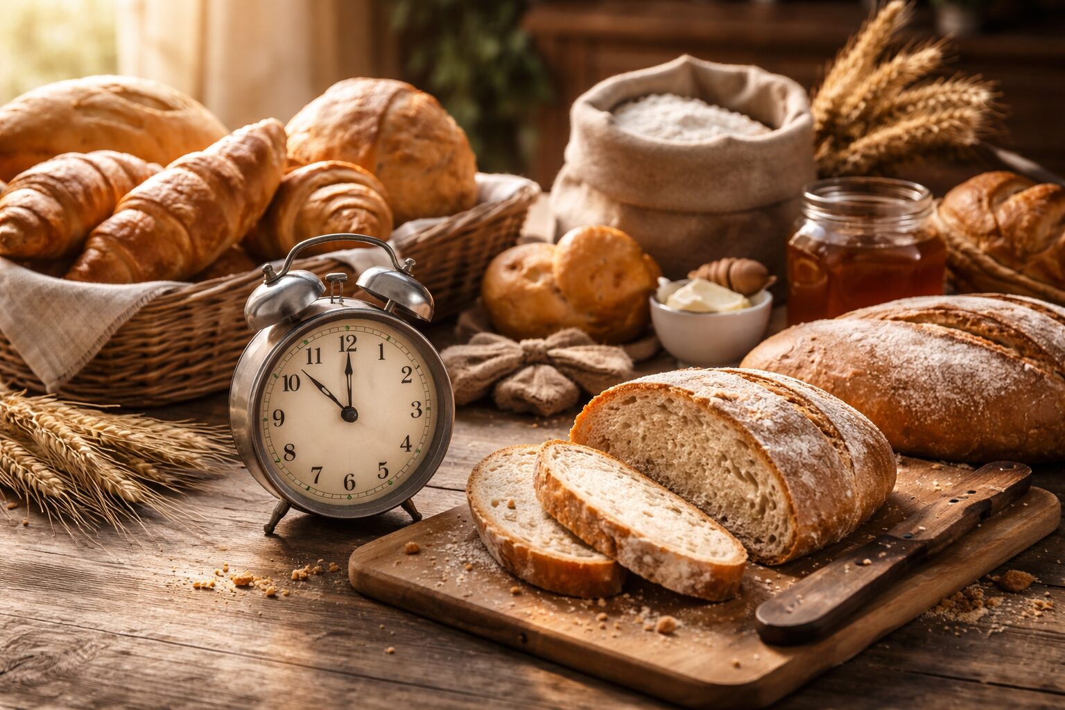 パンの焼き上がり時間の様子