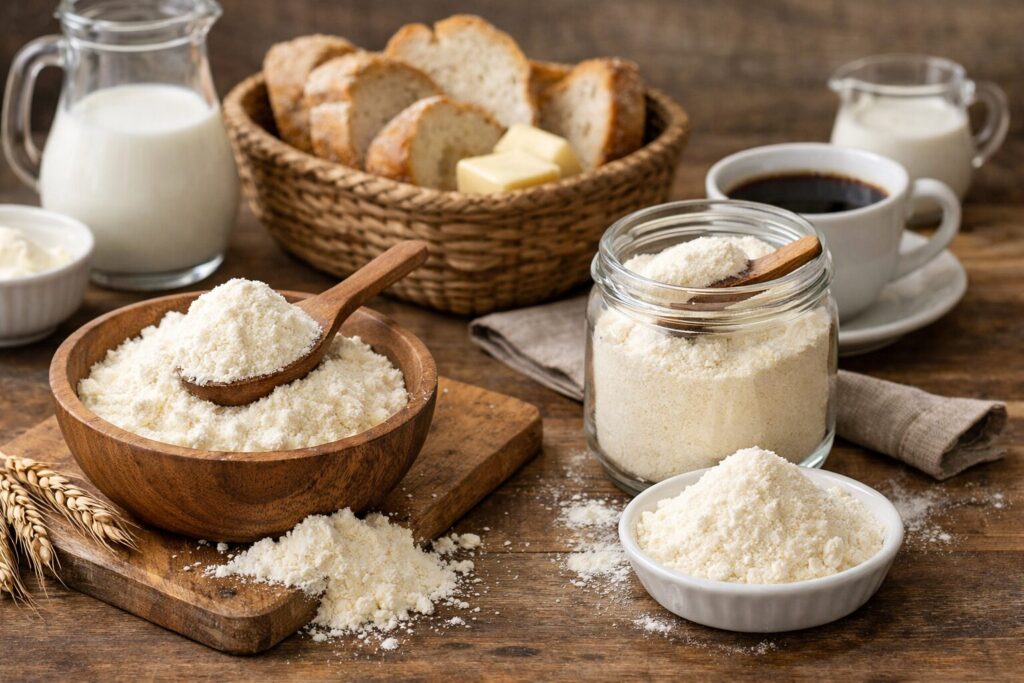 スキムミルクとクリープの違いを示す粉