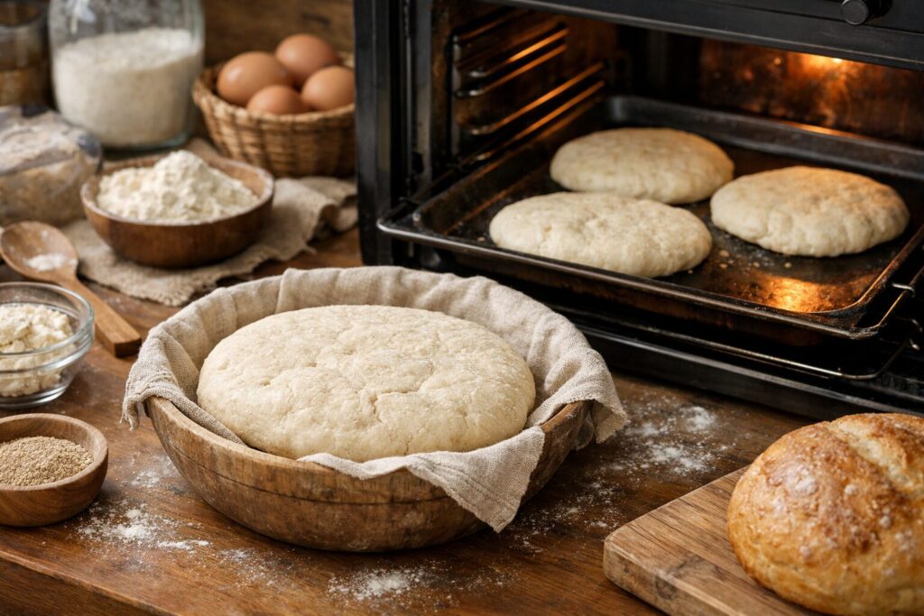 発酵不足で膨らまないパン生地の状態