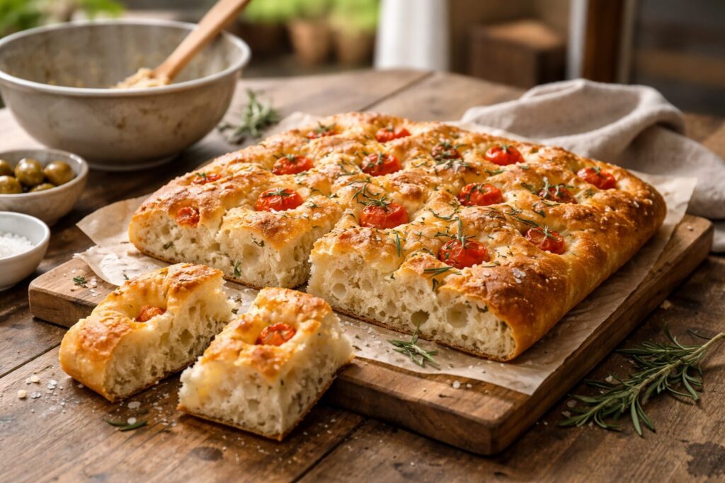 高加水フォカッチャを時短で仕上げた様子