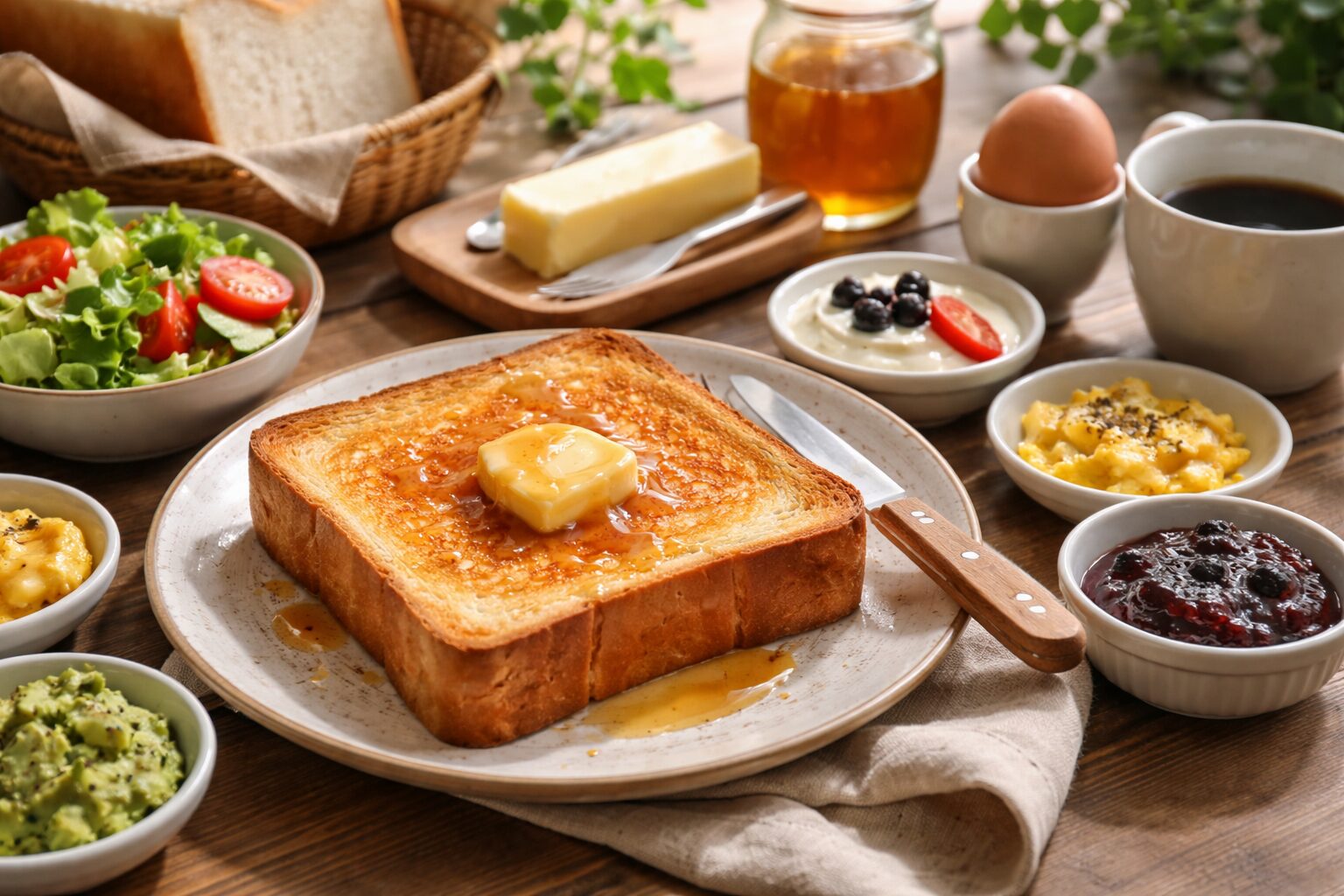 焼き立てトーストの美味しい食べ方の例