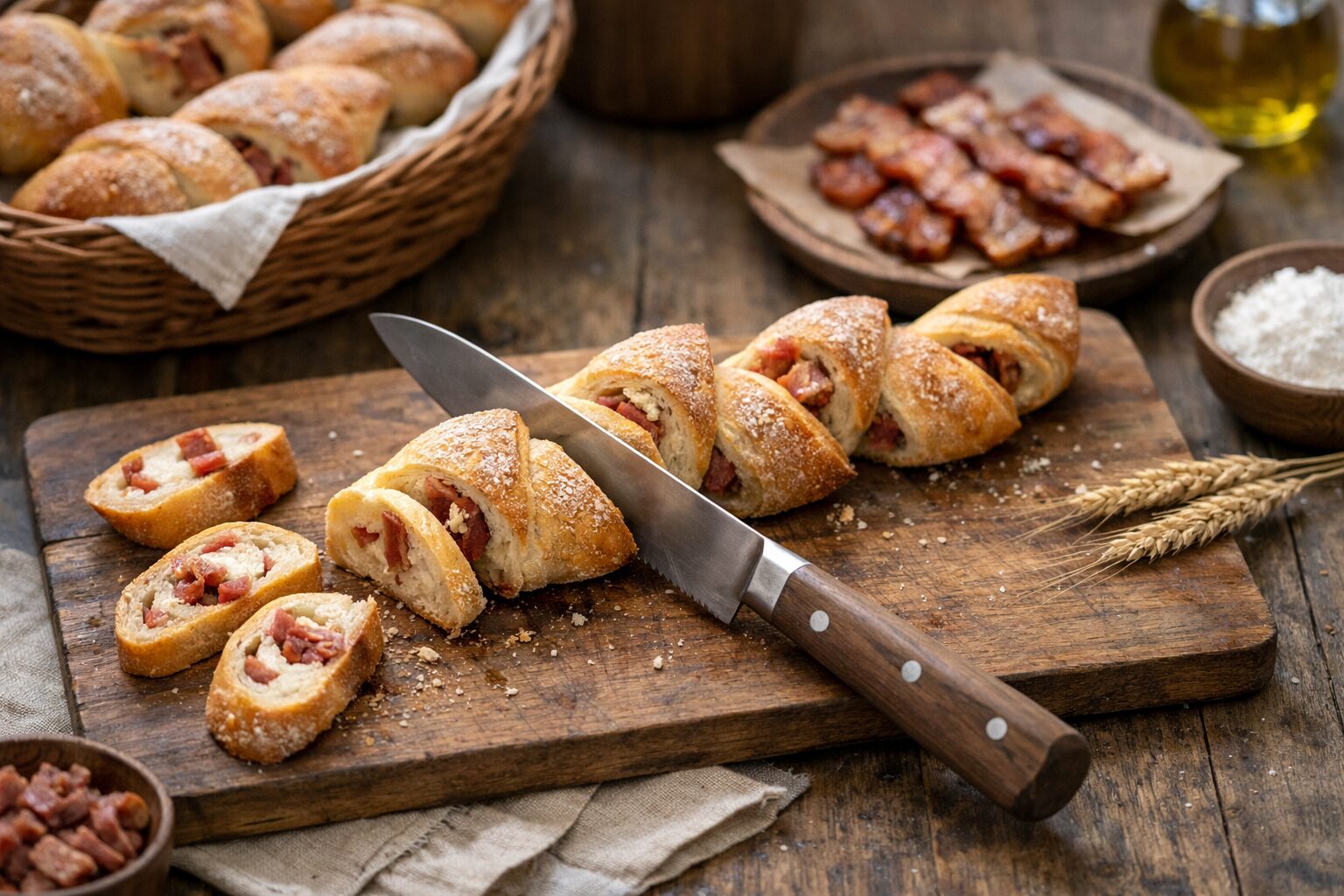 ベーコンエピの切り方の要点