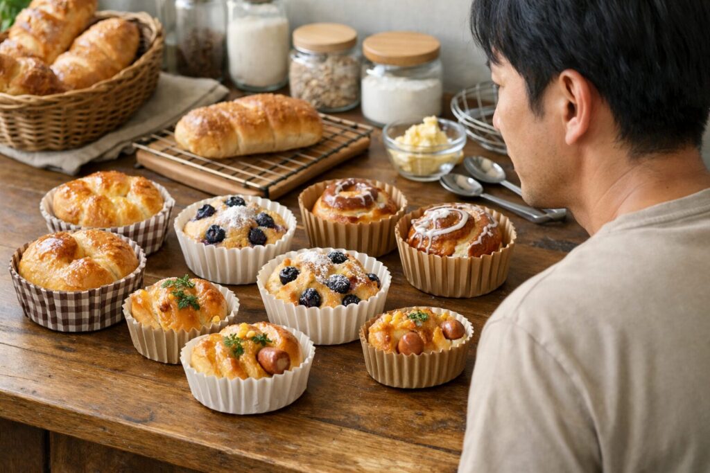 セリアのギャザーカップを持つ日本人男性