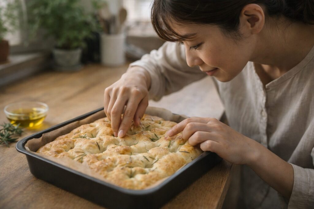 日本人女性が仕上げたもちもちフォカッチャ