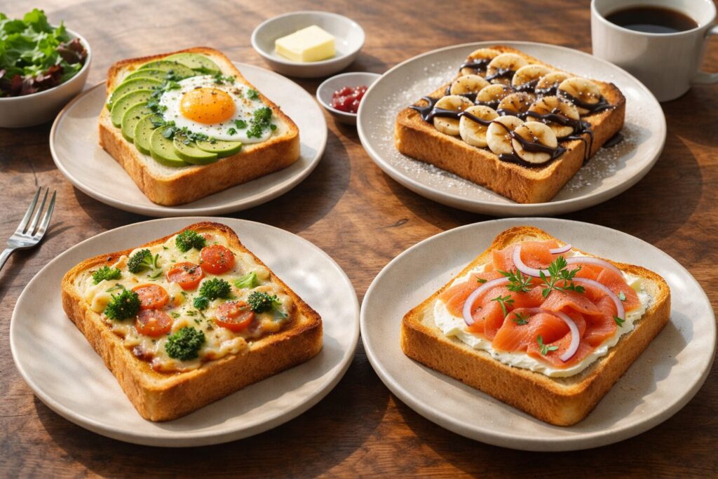 盛り付けたトーストアレンジ例