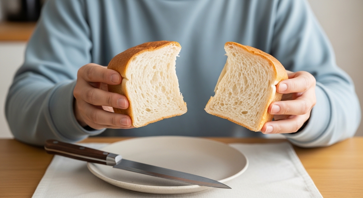 ゴディパンを味わう日本人男性