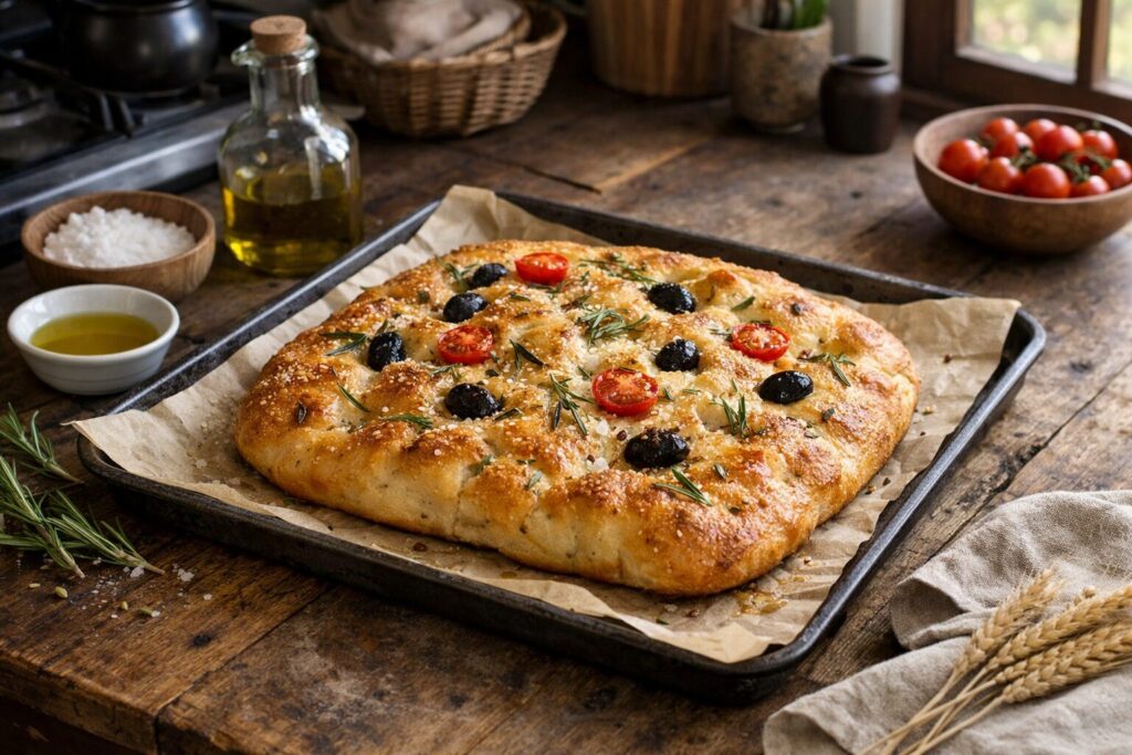 型なしで焼いた手作りフォカッチャ