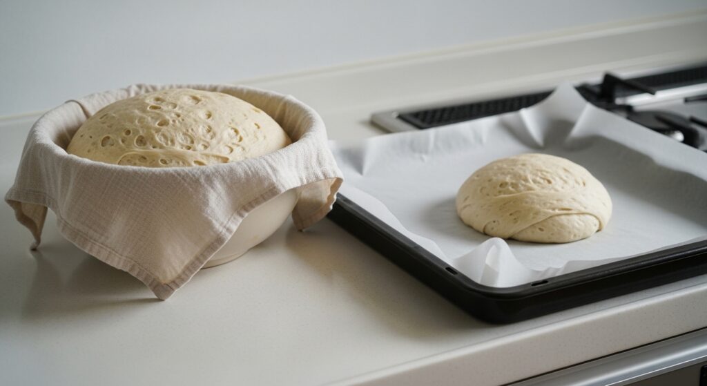 手ごねパン生地の発酵と成形の工程