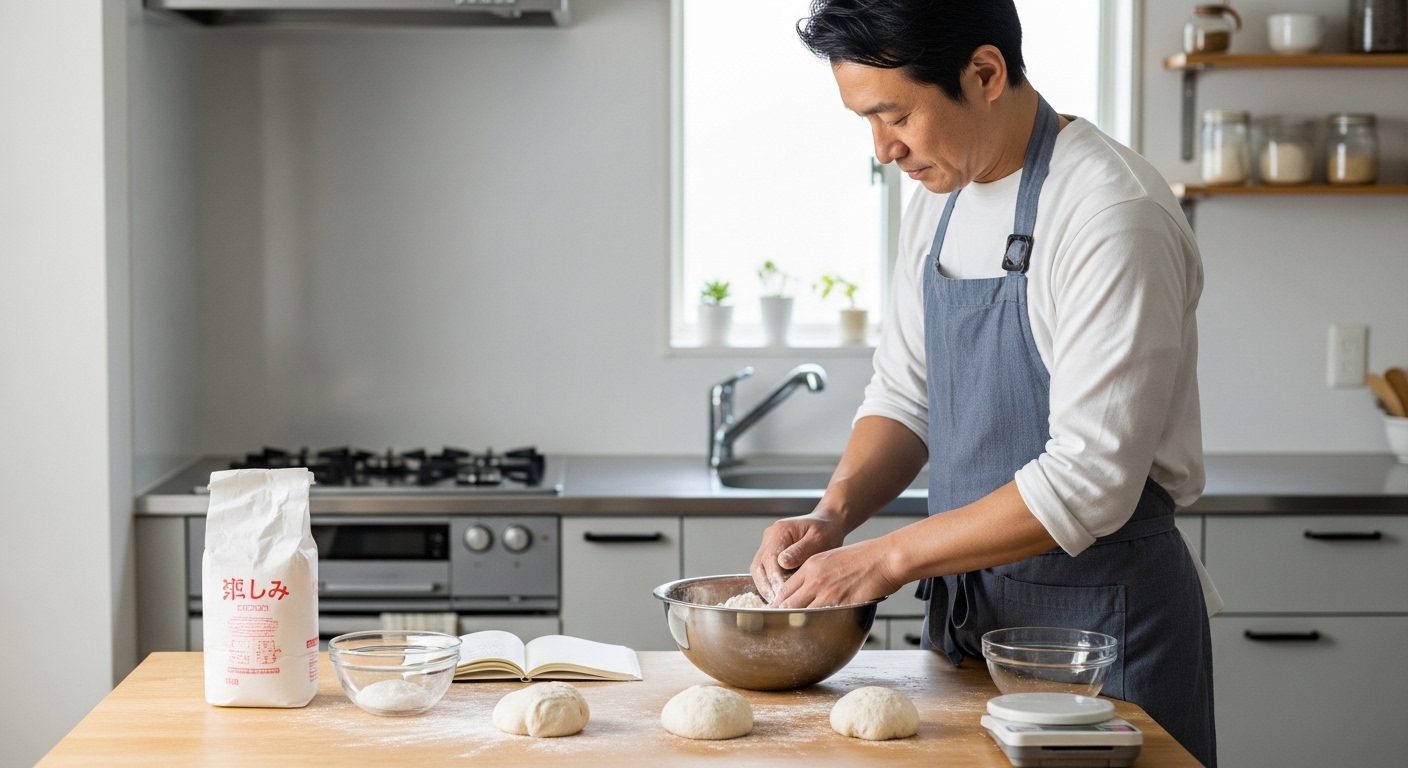 日本人男性が試す小麦粉別のパン作り