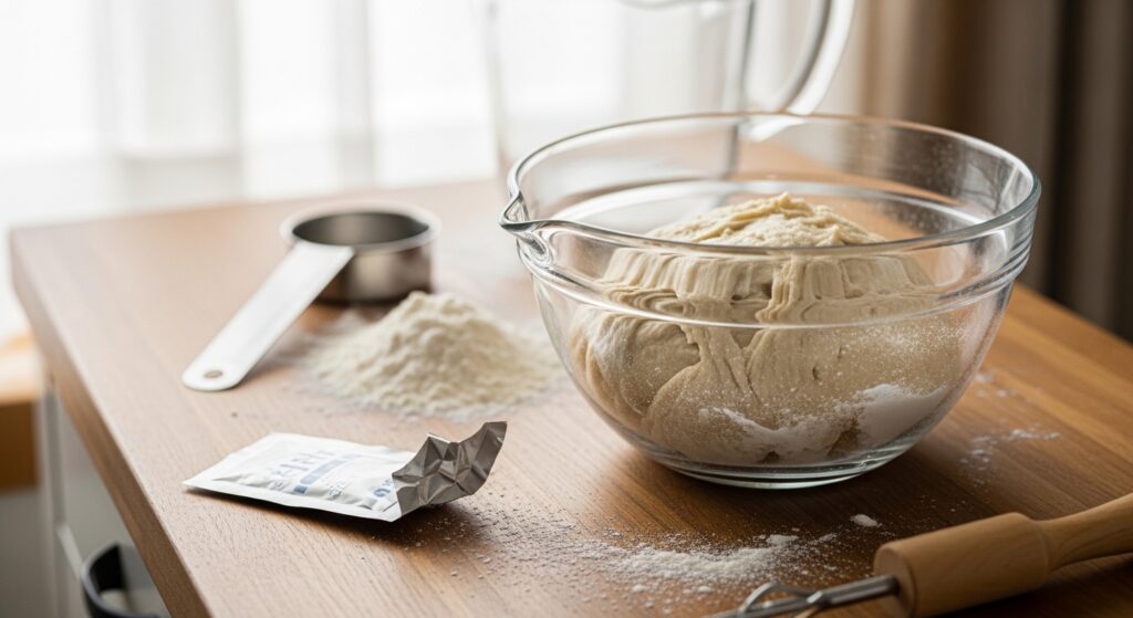 イースト入れ忘れ時の生地状態比較