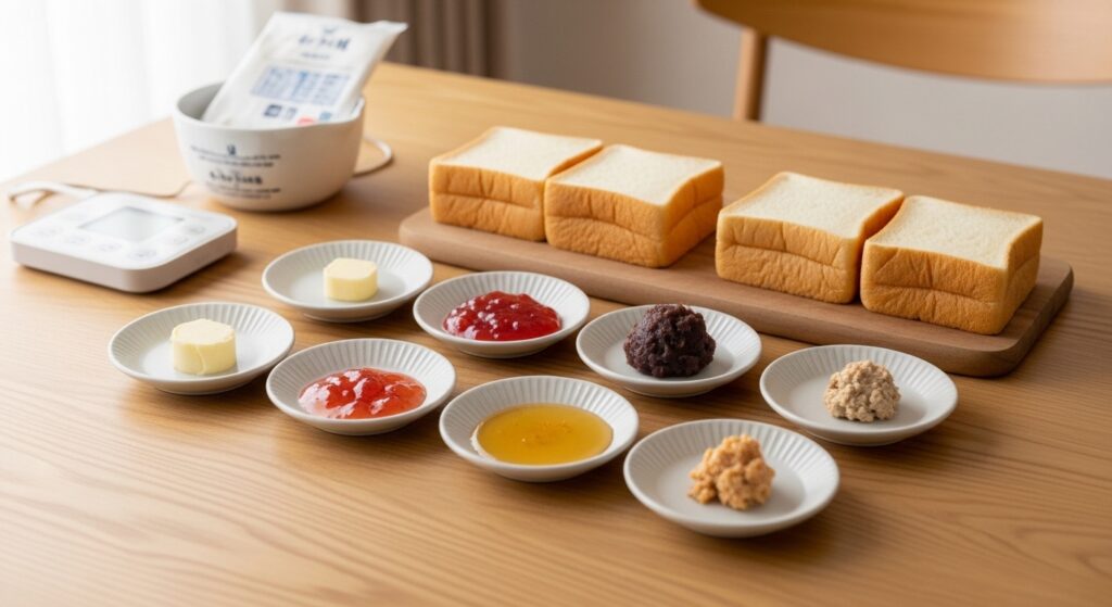 食パンとバターやジャムの組み合わせ例