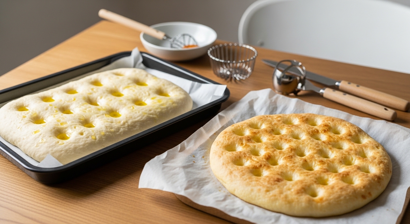 こねないフォカッチャの焼き上がり