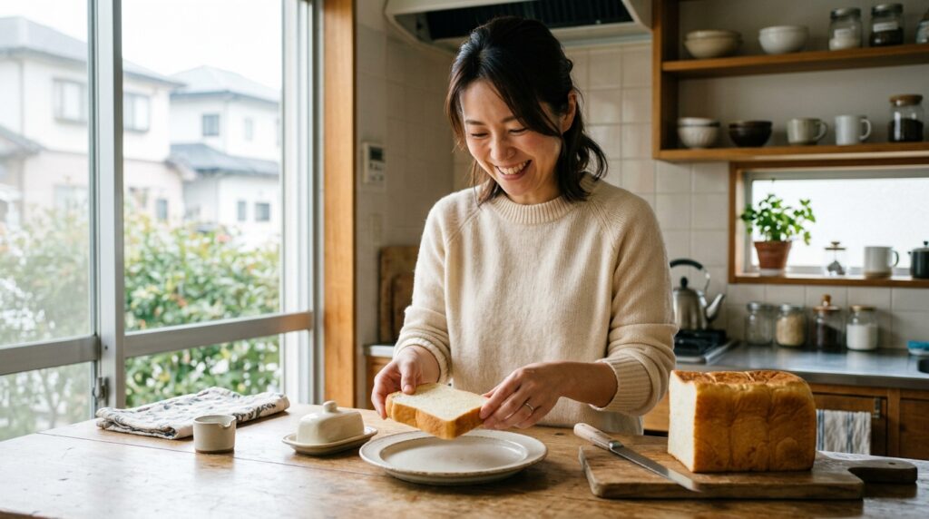 ノアレザンとは何かを解説するため、くるみとレーズン入りのハードパンを皿に盛り付けるパン作り風景