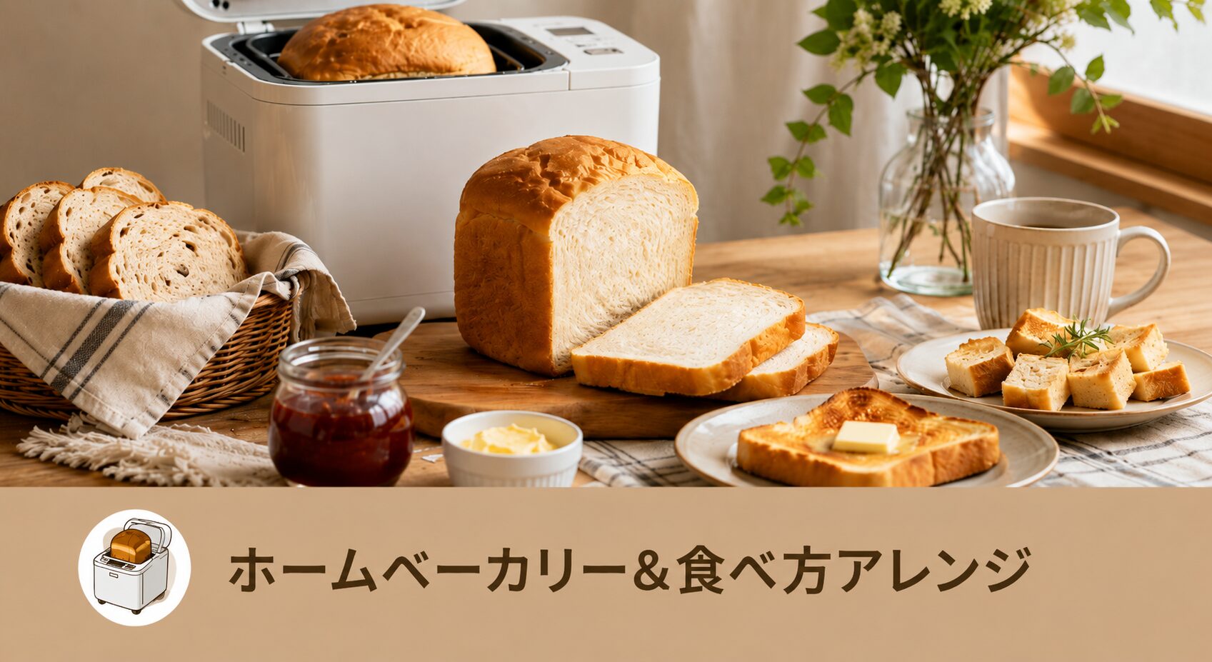 ホームベーカリー＆食べ方アレンジ（米粉含む）